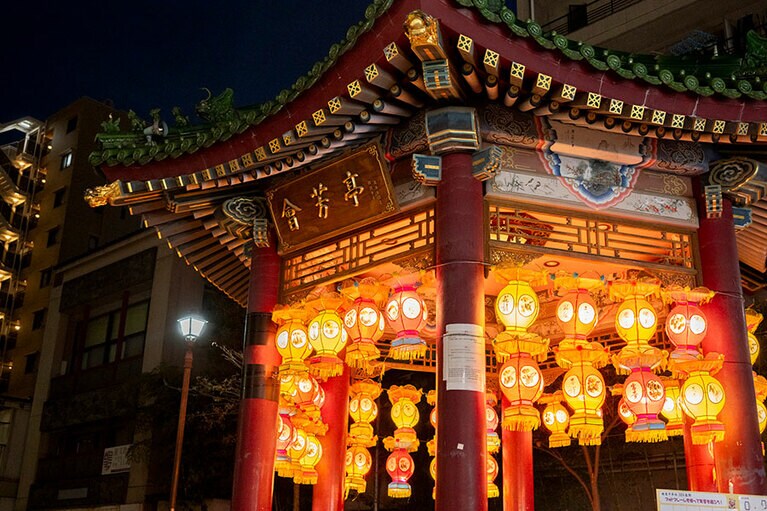 写真映え間違いなしの山下町公園のライトアップ。