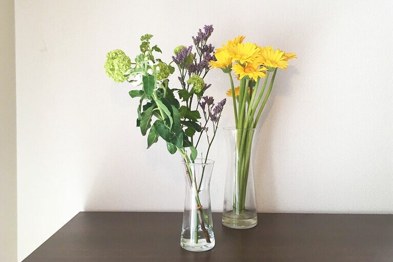 ガーベラやスターチスを飾ったら、部屋が一気に明るく！