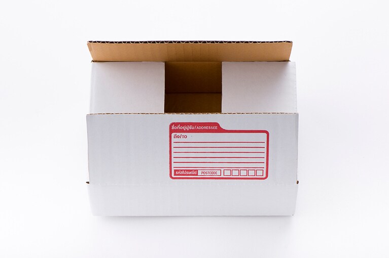 タイのスーパーで購入した小型ダンボールケース。