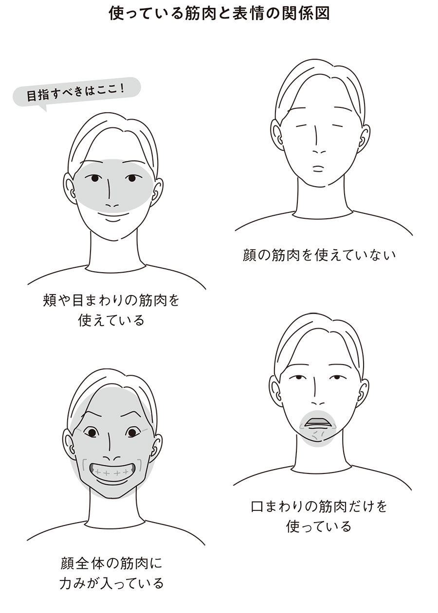 使っている筋肉と表情の関係図。