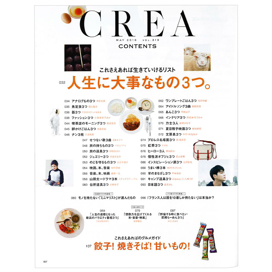 2016年5月号目次。