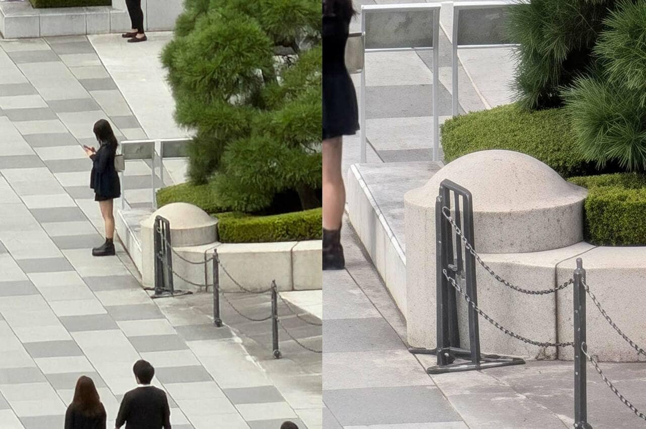 デジタルズームも併用した最大倍率での比較。iPhone（40倍、左）は、全体が不自然にのっぺりしているのに対して、Pixel（100倍、右）はより高倍率にもかかわらず、石やタイルの汚れなどのディテールを驚くほど細かく表現できています