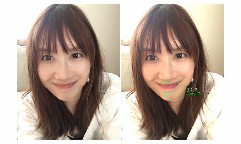 鼻下から上唇までの長さと下唇からあご先までの長さは「1：2」が理想とか。