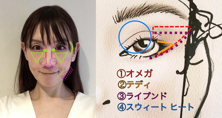 顔の側面にハイライト！　アイメイクは顔幅を「広げる」意識で。