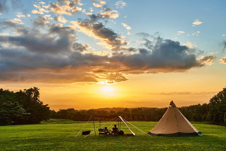 壮大な夕景を独り占め。