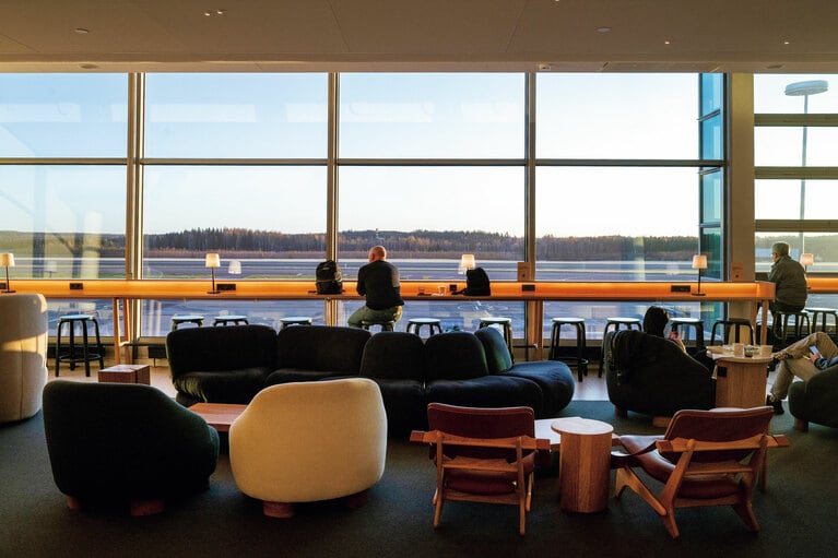 ソファや椅子、テーブルのデザインは北欧らしい温もりを感じる。