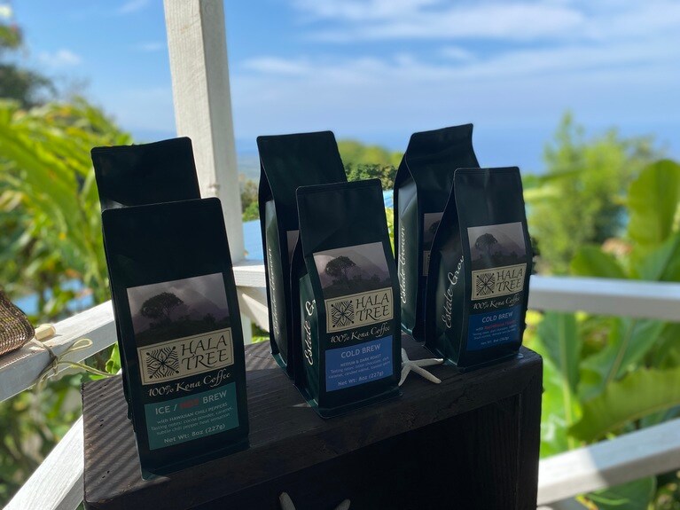 ハワイ島西部のコナ地区にあるコーヒーベルトと呼ばれる場所でのみ栽培される、「ハラツリー」のコナコーヒー。