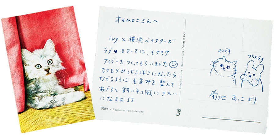 菊池さんからのカードは、猫柄の古いポストカード。