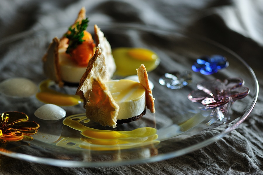 シチリアの伝統デザート「カッサータ」には、柑橘のタンカンをアレンジ。