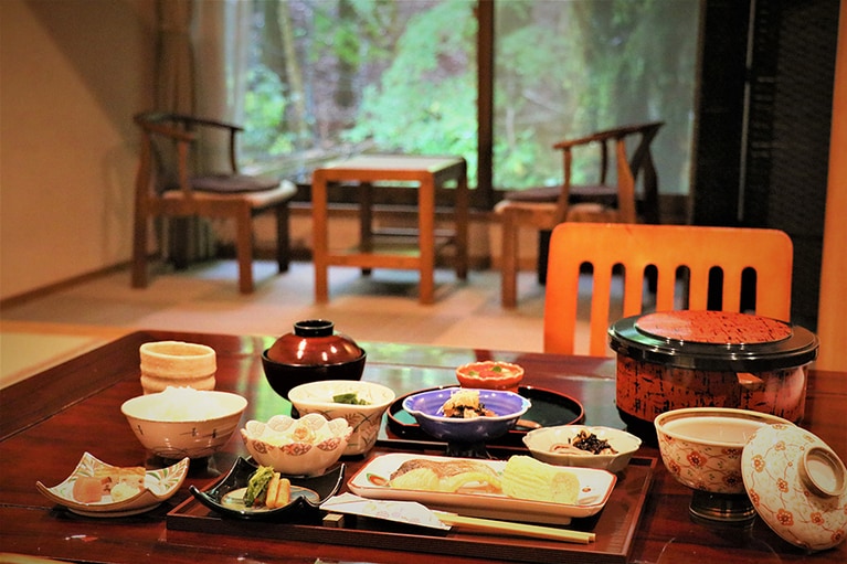 河津七滝 渓流温泉茶寮 水鞠-MIZUMARI-［静岡／河津七滝温泉］朝食一例。