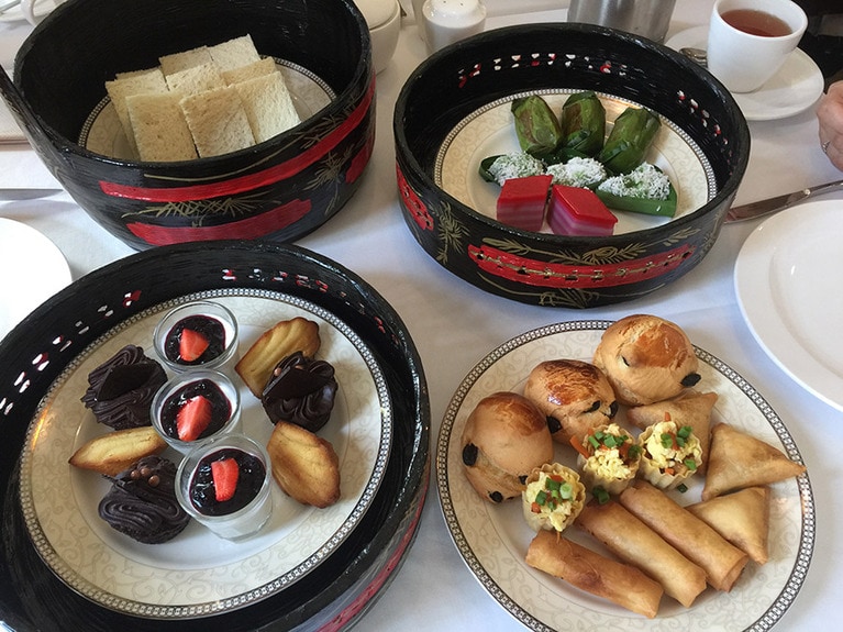 ジョンカー通りから車で約15分の「ザ・マジェスティック・マラッカ」。アフタヌーンティーは毎日15～18時に提供。