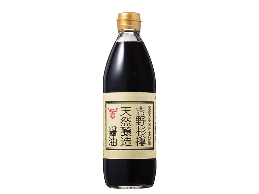 吉野杉樽 天然醸造醤油 500ml。