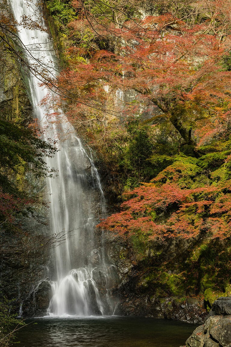 箕面大滝と紅葉。