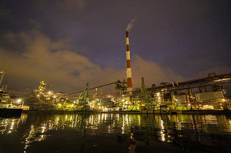 周南市工場夜景。