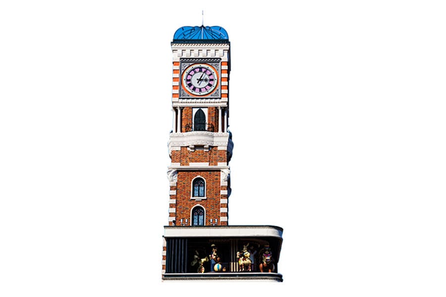 札幌「白い恋人パーク」のからくり時計塔。