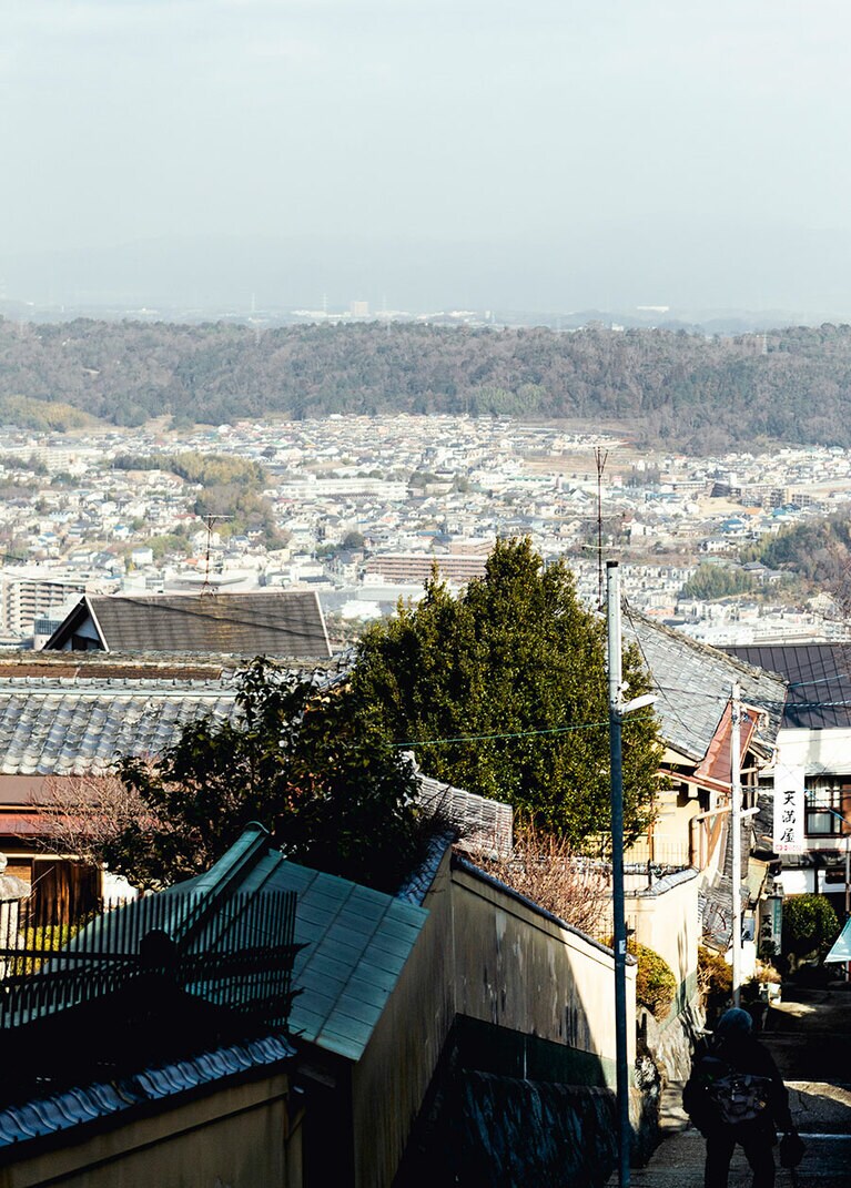 宝山寺駅から少し歩くと開放感ある眺めが。