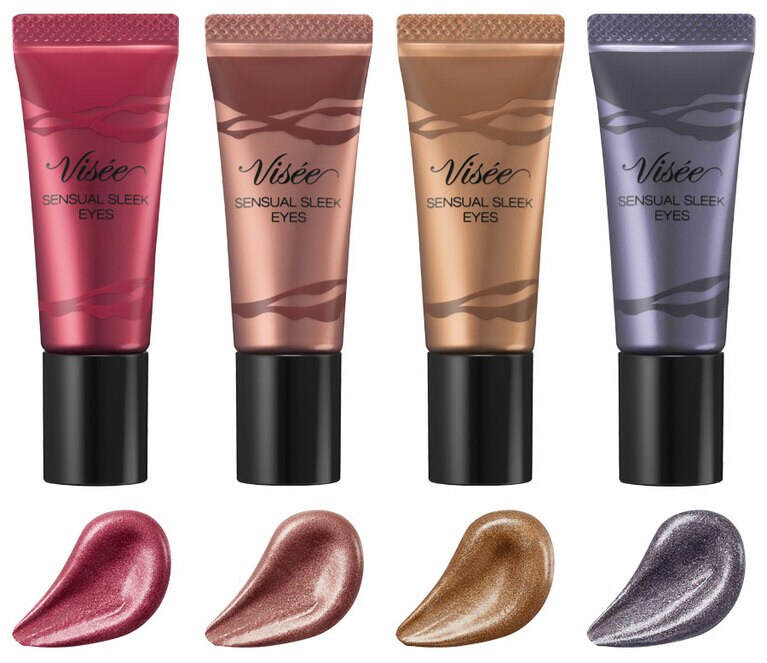 写真左から、RD-5 ヴィヴィッドレッド、BR-6 テラコッタブラウン、BR-7 ライトブラウン、PU-8 ダークパープル 各8g 1,100円(編集部調べ)／コーセー