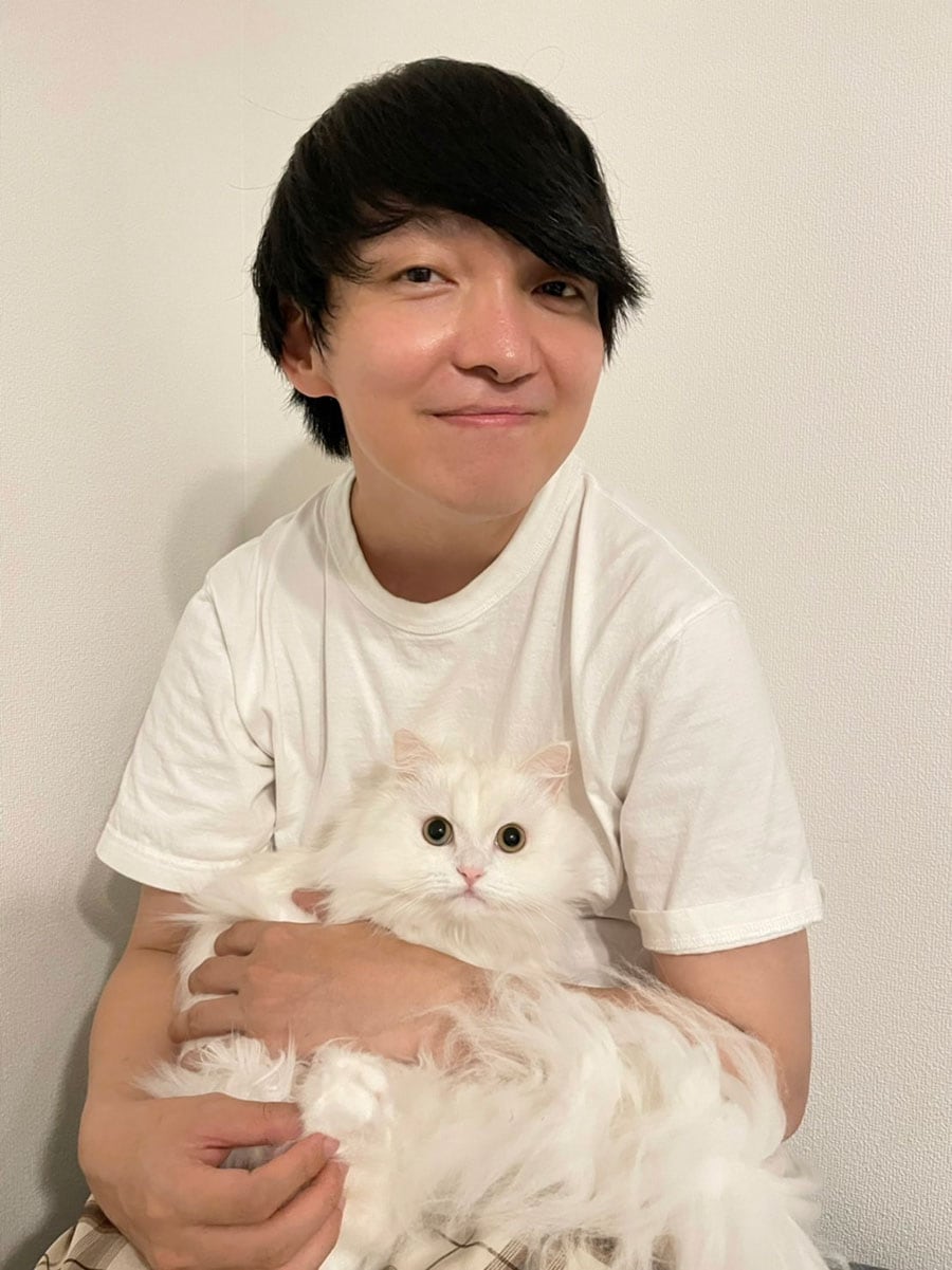 パーパー・ほしのディスコさんと愛猫・みゅうくん(男の子・1歳)。