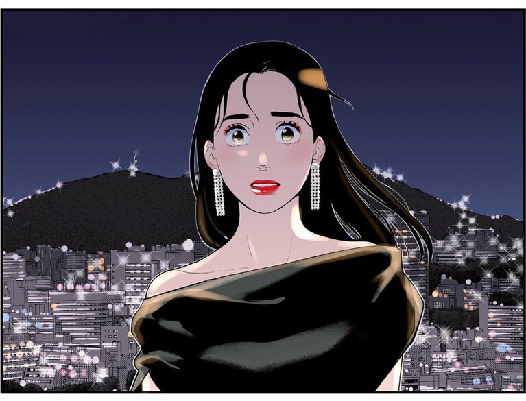 デジタルだと夜景やアクセサリーなどの光の演出がしやすいので、より映画的な画がつくれるという。 ©2020-2022, Higashimura Akiko, neostory, All rights reserved.