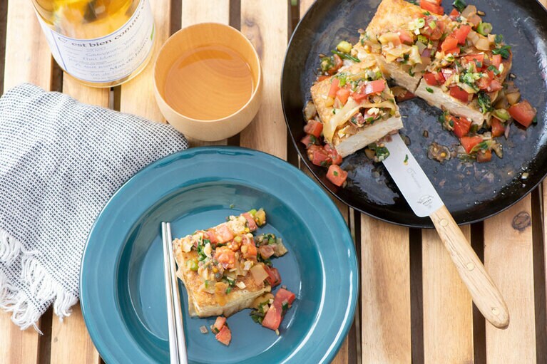 ヘルシーだけどしっかりした味わいと食べ応え。白ワインとどうぞ。