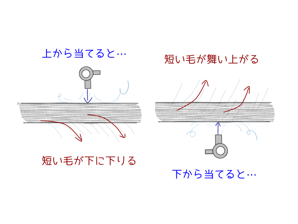 重いドライヤーを使うと、ついつい髪の下からあおるように風をあてがち。これがボサボサの原因に