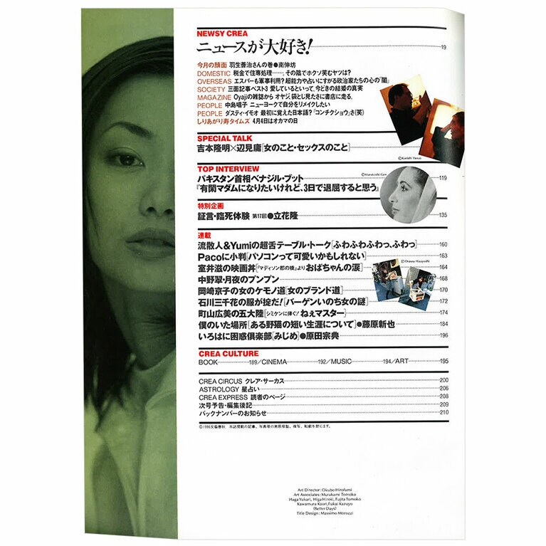 1996年4月号目次。
