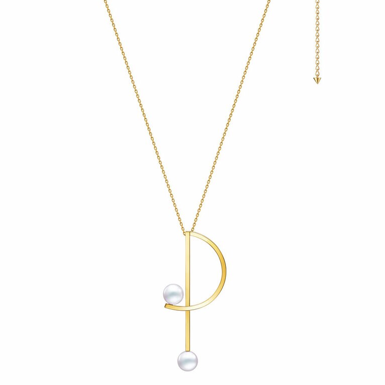 キネティック ペンダント  18K イエローゴールド、あこや真珠 308,000円。
