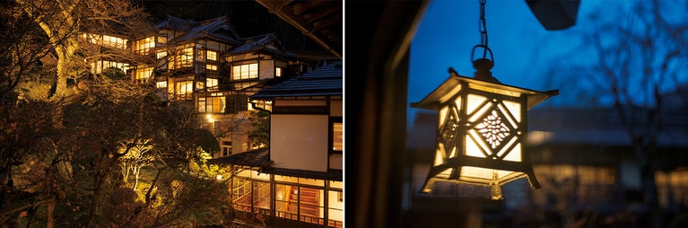 2024年10月、庭園も国の文化財「登録記念物（名勝地関係）」に登録された。国の有形文化財に登録されているだけあって、複雑に増築された建造物は、夜には一層美しさを増す。