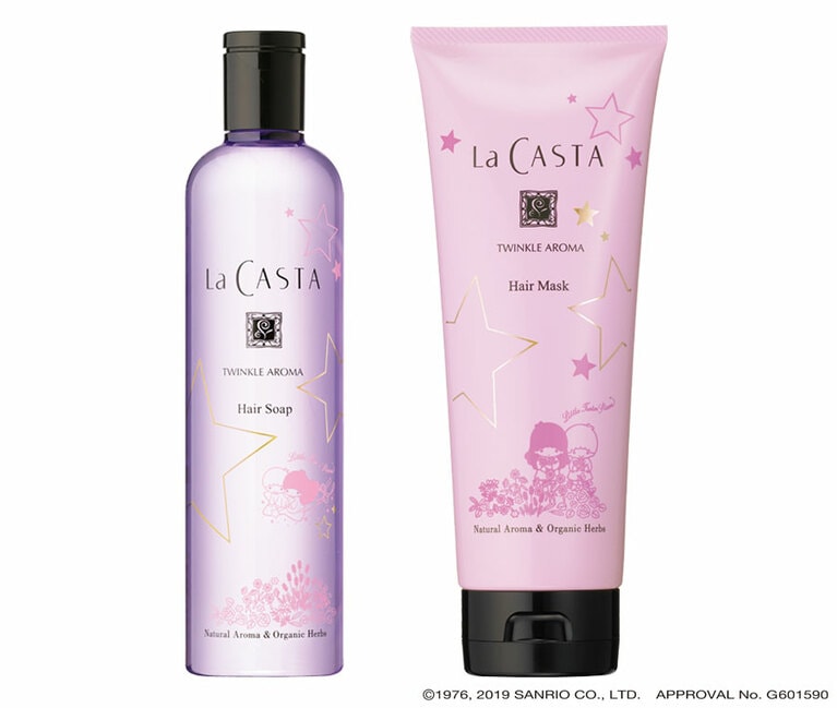 ラ・カスタならではの厳選されたオーガニック植物原料やハーブエキスが、傷んだ髪をしっとりきらめくツヤ髪へと導いてくれる。ヘアソープ300mL(左)とヘアマスク230g(右)の組み合わせ。ラ・カスタ トゥインクルアロマ ヘアケアセット 4,000円(10月11日[金]限定発売)／アルペンローゼ