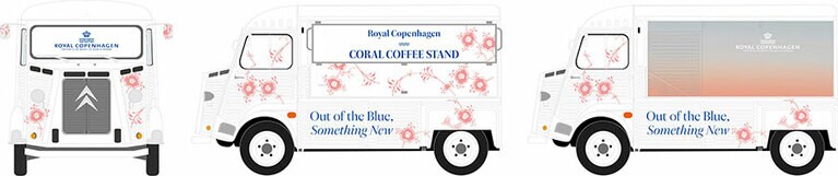 コーラルピンクが目を引くコーヒースタンド。