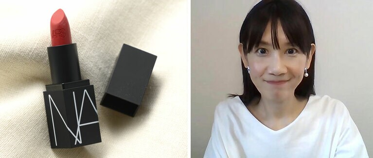 濃いめながらニュアンスのある赤を使用。こちらもナーズ（私物）。