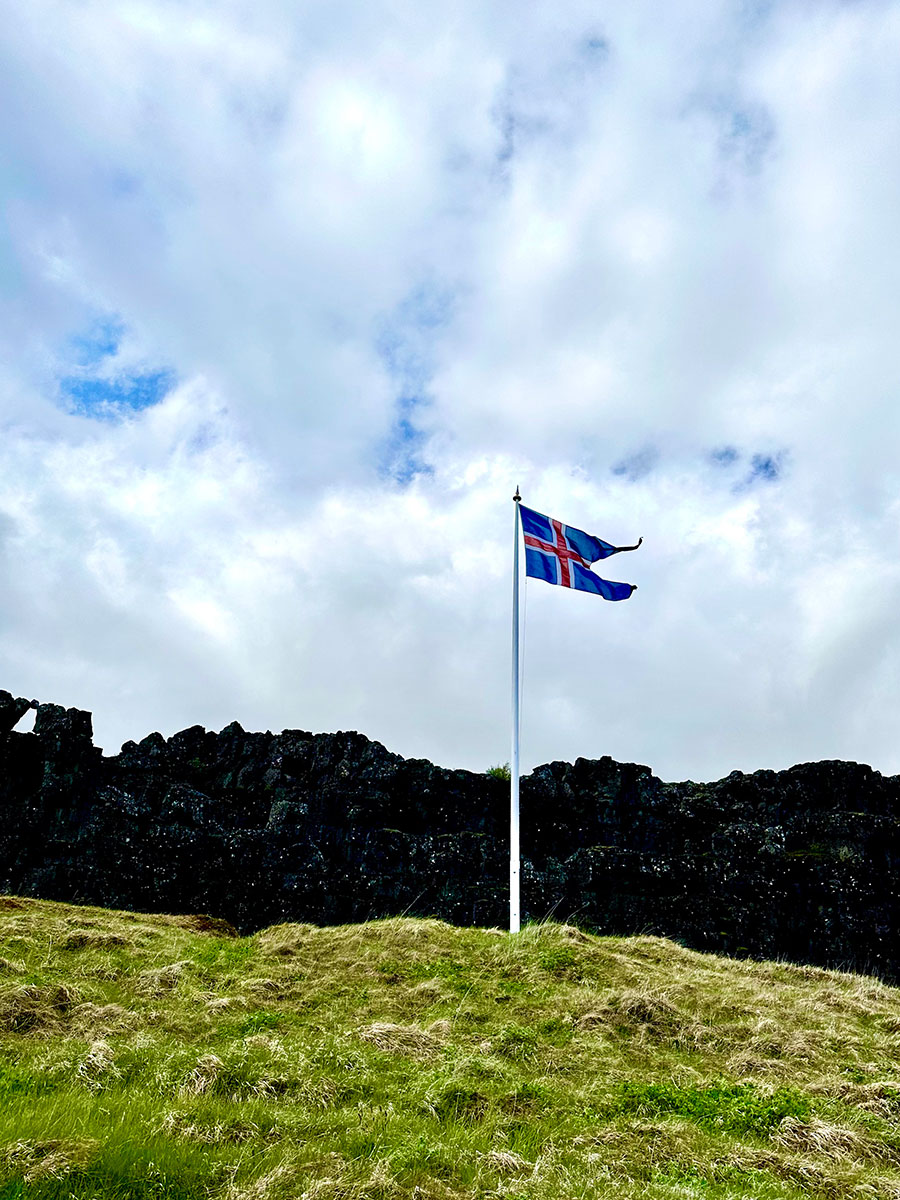 アイスランドの国旗が高々と。