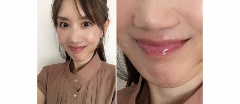 リップスリーピングマスクだけ塗った状態です。血色もアップして「口紅いらず」です。