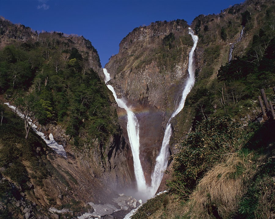 称名滝とハンノキ滝。