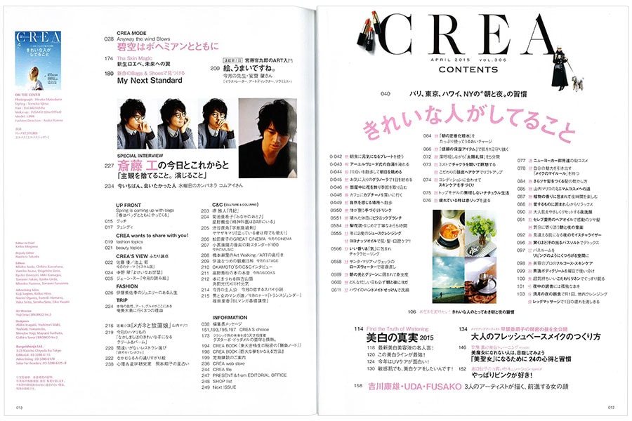 2015年4月号目次。