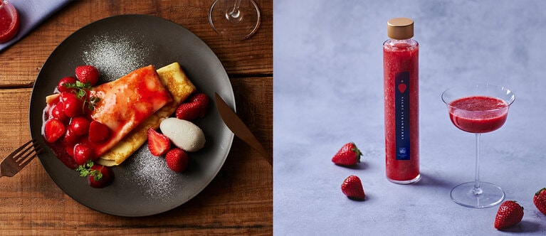 「紅ほっぺ」のポテンシャルを感じるスイーツとカクテル。