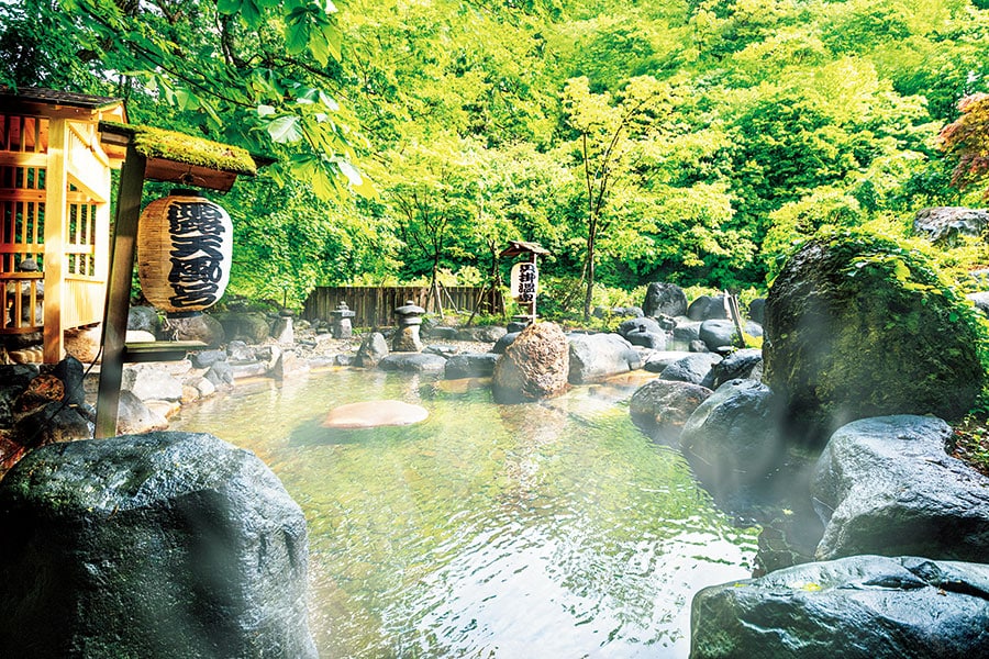 【貝掛温泉】37度のぬる湯は江戸時代から｢目の温泉｣として知られる名湯。野趣溢れる露天風呂は夜、満天の星々に包まれる。