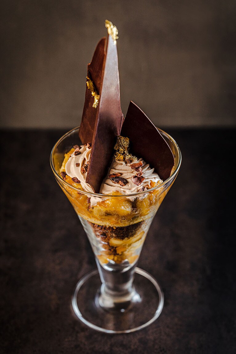 「キャラメルショコラとバナナのパフェ」3,200円。