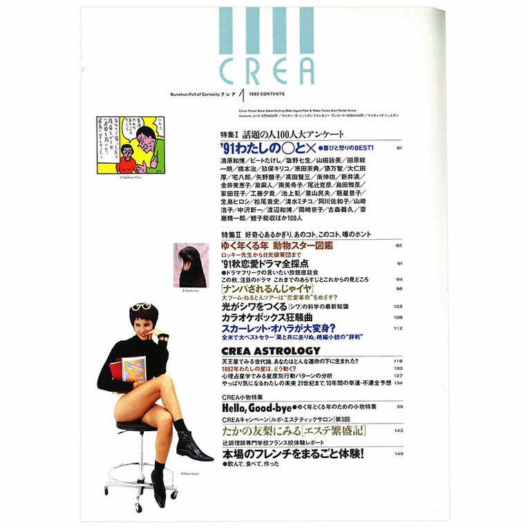 1992年1月号目次。