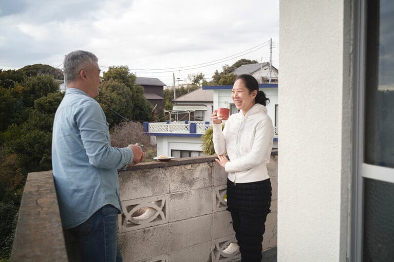 バルコニーでコーヒーを。