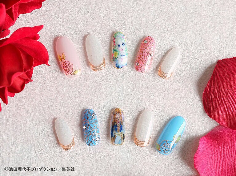 『ベルサイユのばら』ダイアモンド付きネイル 110,000円(サービス料15％別)。※ネイルは宿泊プランに関わらずホテルに宿泊中、および「ベルサイユのばら　アフタヌーンティー」を利用の方のみ。