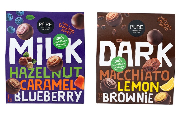 ピュア社 ミルクチョコレートトリュフミックス 各202g 1,070円。