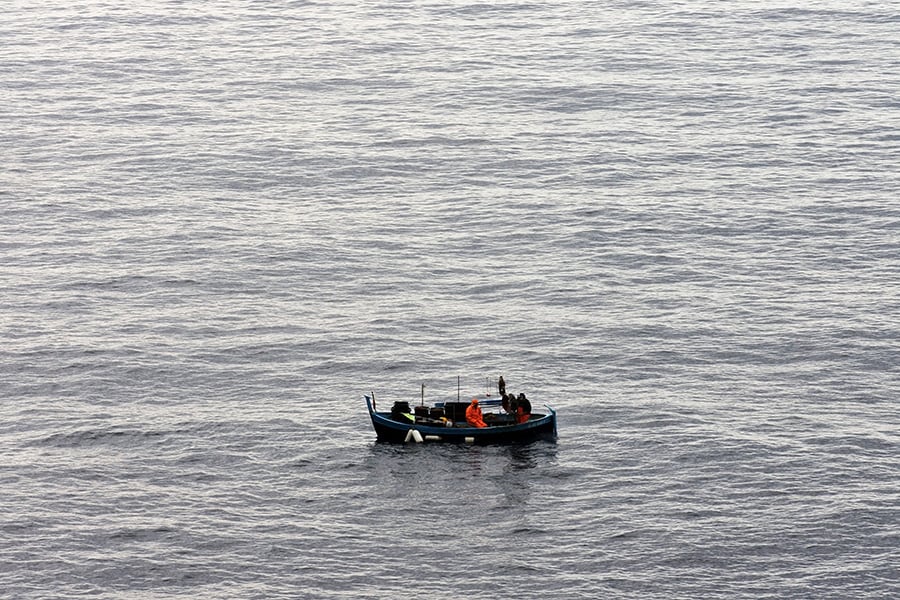 ポルトフィーノ沖に見た漁船。もともとは小さな漁村が今は世界的なリゾート地に。