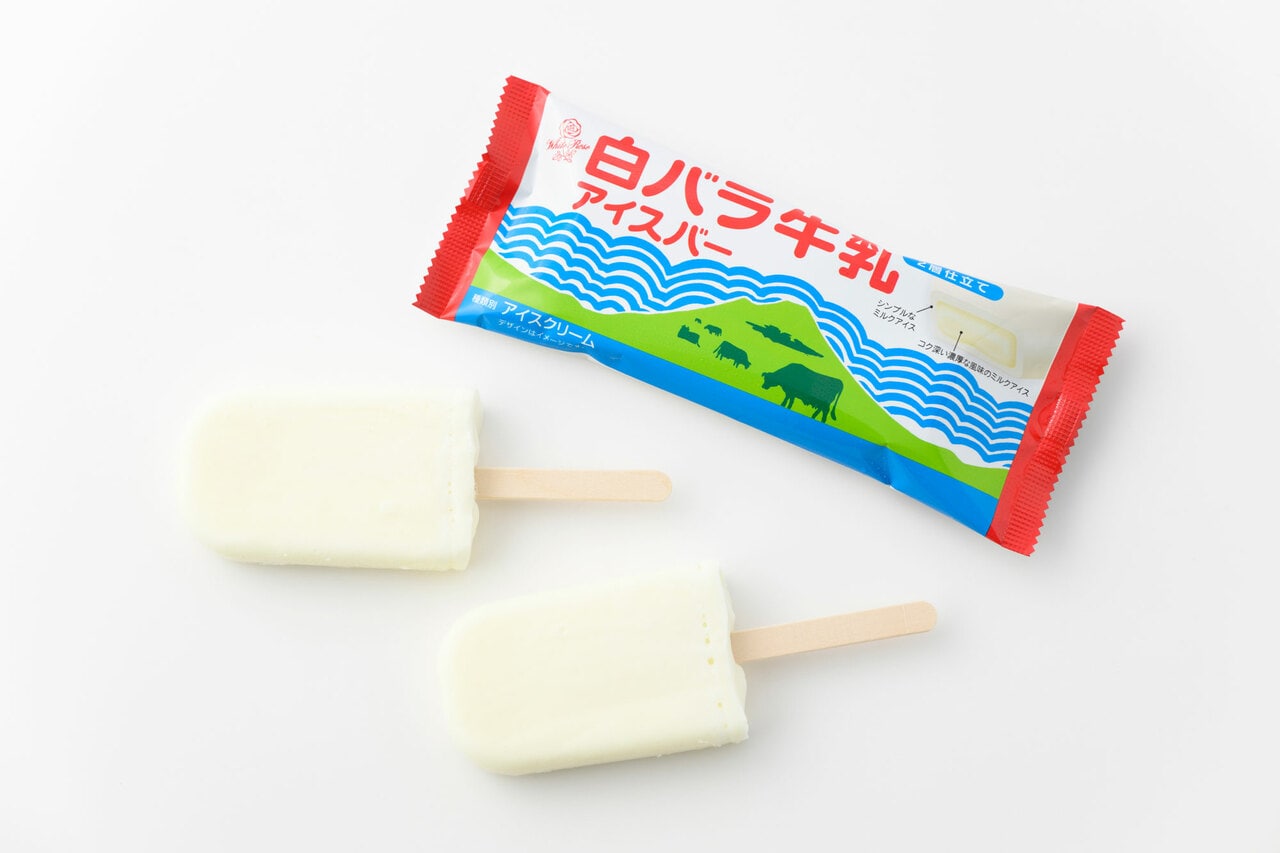 白バラ牛乳アイスバー2層仕立て 各183円（80ml）／大山乳業農業協同組合
