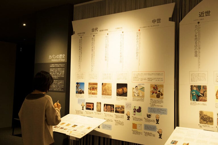 カバンの歴史コーナー。