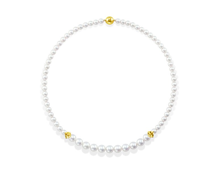 スクエアリーフ ネックレス UNN N1311(イエローゴールド、あこや 真珠、南洋真珠 白蝶)1,980,000円。