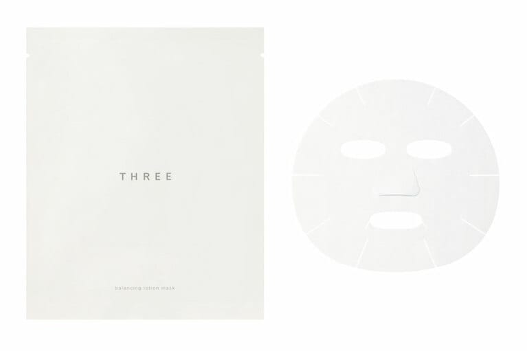 キメの整った透明感ある肌に。「THREE バランシング ローション マスク」 16ml/1枚入×3包。