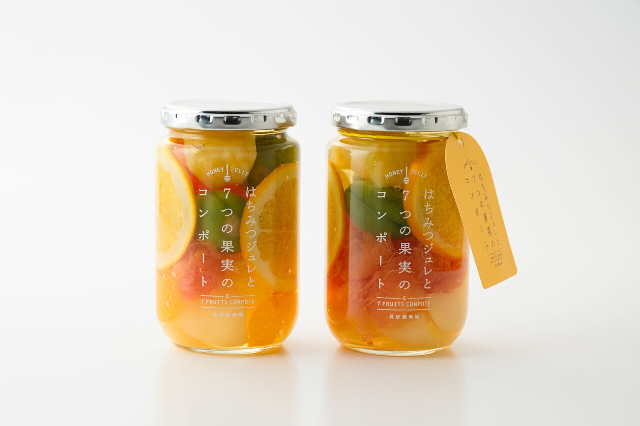 はちみつジュレと7つの果実のコンポート 各1,680円（360g）／長坂養蜂場