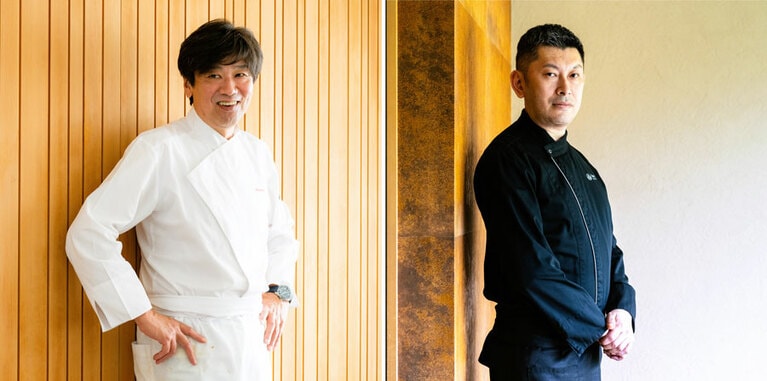〈写真左〉半田勝也総料理長。〈写真右〉伊藤卓也総料理長。