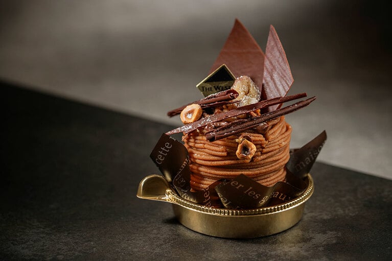 「ヘーゼルナッツとチョコレートのモンブラン」。1,100円。